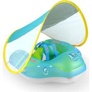 Swimbobo - Baby float met Zonnescherm - Zwemband baby – Zwemring baby – Zwemtrainer - Nekring baby - 6 tot 24 Maanden - L