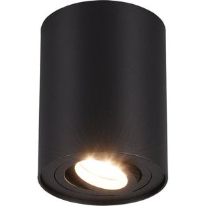 LED Plafondlamp - Plafondverlichting - Torna Cosmin - GU10 Fitting - 1-lichts - Rond - Mat Zwart - Aluminium