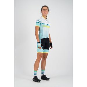 Rogelli Impress Fietsshirt - Korte Mouwen - Dames - Turquoise, Geel - Maat XS