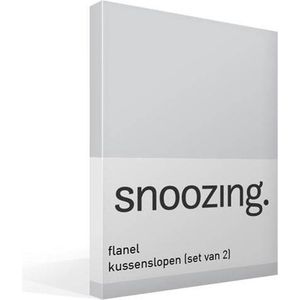 Snoozing - Flanel - Kussenslopen - Set van 2 - 50x70 cm - Grijs