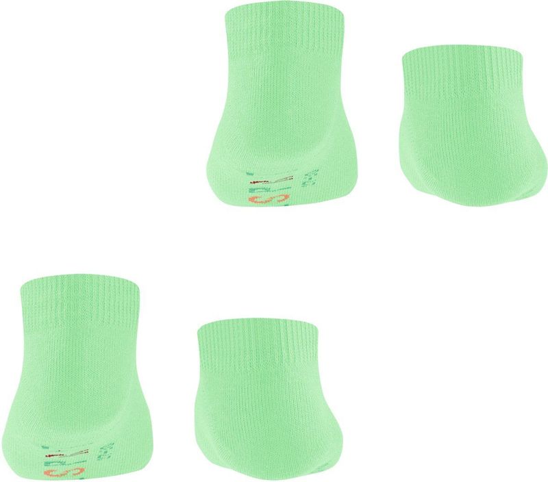 Esprit Foot Logo 2-Pack kort eenkleurig katoen multipack sneakersokken enkelsokken kinderen groen - maat 27-30