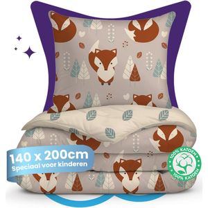 Slaapspeciaal eazydekbed Kiddo - Foxy - Kinderdekbed - 140x200 cm - Met Kussensloop - Hypoallergeen