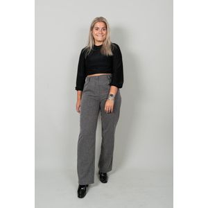 Marlon top | Top dames | Crop top fit | Glitterstof | Lange mouwen | Trendy | Fashion | Kerst | Feestdagen | Kleur Zwart | Maat One size