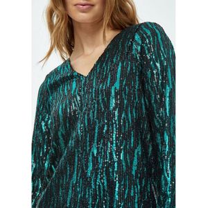 Minus Caia V-Neck Short Glitter Dress Jade Green