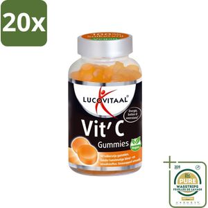 20 x Lucovitaal - Vitaminen - Vit'C Gummies - Vegan - Suikervrij - Sinaasappel Smaak - 60 Gummies - Grootverpakking - Vitamine C Gummies - Suikervrije Gummies - Vegan Gummies - Sinaasappelsmaak Gummies - Antioxidant Gummies