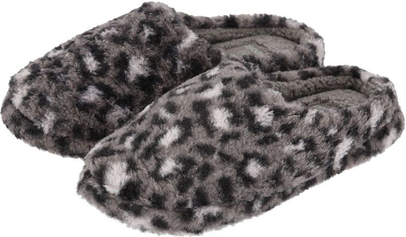 Apollo - Instap Sloffen - Donkergrijs - Luipaardprint - Pantoffels - Antislip Zool