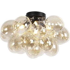 QAZQA uvas - Design Plafondlamp - 4 lichts - Ø 400 mm - Zwart Goud - Woonkamer | Slaapkamer | Keuken