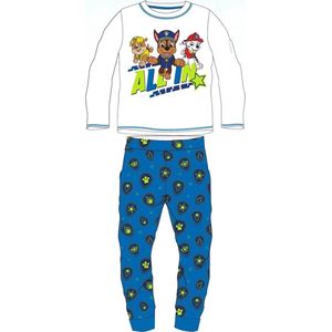 Paw Patrol pyjama - maat 128 - Paw Patrol pyama - wit met blauw