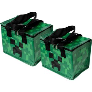 Puckator Kleine lunch/sixpack koeltas - 2 st - Minecraft print - 21 x 15 cm - 4,4 L