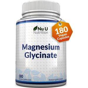 Nu U Nutrition - Magnesium Bisglycinaat - 1000 mg - Magnesium Glycinate - 180 Vegan Capsules - Magnesium BisGlycinate - Magnesium Glycinaat