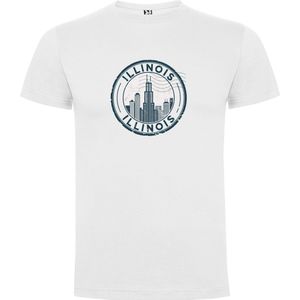 Wit Wanna have t-shirt voor de echter Amerika liefhebber Poststamp / Poststempel USA Amerikaanse staat Illinois Print Full Color merk Roly maat 104 3/4 jaar