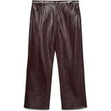 VERO MODA CURVE imitatieleren wide leg high waist coated broek donkerrood