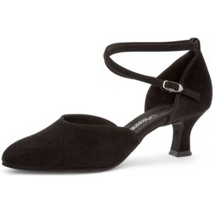 Dames gesloten dansschoenen - Diamant 058 - 068 - 001 - Suede - 5cm lage stabiele hak - Verstelbare enkelband - Drukknoopsluiting - Schokdempend hiel kussentje - Suede zool - Latin, Ballroom, Salsa & Meer - Diamant - Zwart - 40