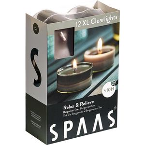 Spaas XL Clearlights Geparfumeerde Waxinelichtjes - Relax & Relieve - Tea of Bergamot - 12 Stuks