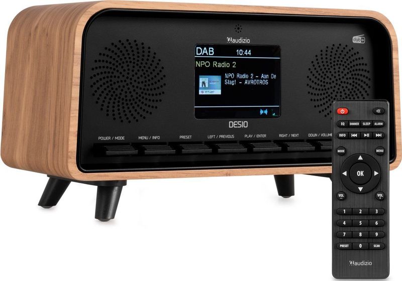 Audizio - Desio - DAB Radio - Houtlook Licht - Retro Radio met Bluetooth - DAB en FM
