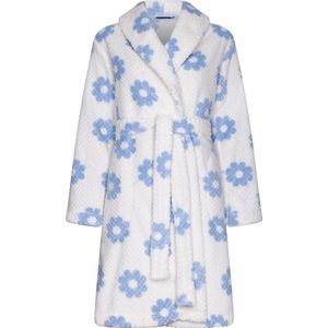 Fleece bloemetjes badjas Rebelle - Wit - Maat - M