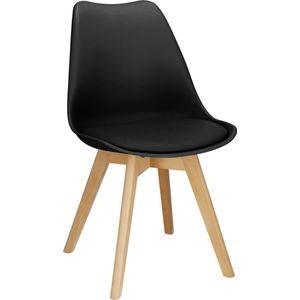 Springos Eetkamerstoel - Gestoffeerd - Zwart - 82 x 44,5 x 41 CM