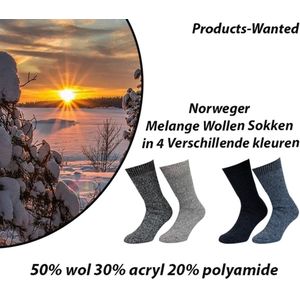 4-Paar Norweger Melange Wollen Sokken in 4 Verschillende kleuren 43-45