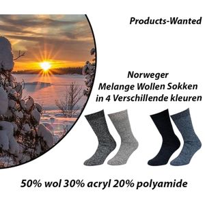 4-Paar Norweger Melange Wollen Sokken in 4 Verschillende kleuren 43-45