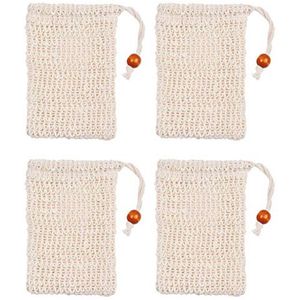 Natuurlijke zeepzak 4-pack - Exfoliërende zeepzakjes met trekkoord voor douche en bad