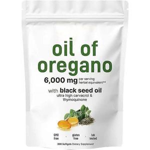 Oil of Oregano - Oregano olie capsules - 6000 mg per serving - 300 softgels
