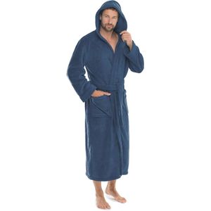 Badjas met capuchon voor dames en heren - Koraalfleece ochtendjas