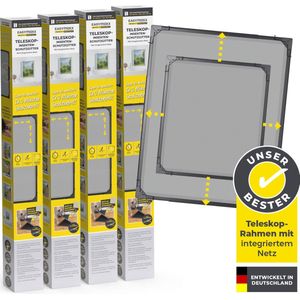 EASYmaxx Insect Protect - Telescopische insectenhor - min. 70 x 80 cm tot max. 115 x 135 cm - Muggengaas antraciet - Set van 4
