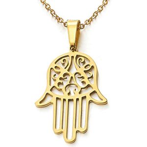 Hamsa Hand Van Fatima Hanger voor Dames en Heren, Roestvrij Stalen Halsketting 50 Cm