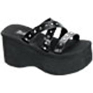 DemoniaCult - FUNN-19 Slippers - US 9 - 39 Shoes - Zwart