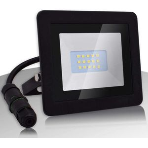 Lumare LED Spotlight, extra platte schijnwerper, IP65, 3000K, voor buiten en binnen gebruik - Inclusief IP68 stroomaansluiting - Warm White Outdoor Floodlight, Tuinlicht, LED Spotlight - Waterdicht, 10W [Energie Klasse F].