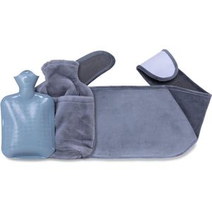Warmwaterkruik met riem - 2 in 1 verwarmende oplossing in grijs - comfortabel en praktisch