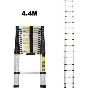 Telescopische Ladders - Soft Close - Werkhoogte 4.4 m - zilverachtig-enkele trap- Belasting 150 kg