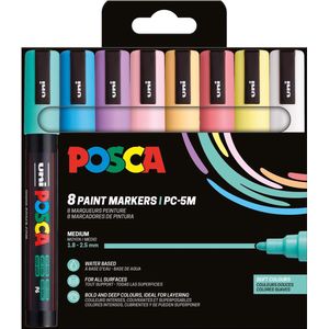 Uni Posca Markers PC5M Set Zachte Kleuren 8 stuk