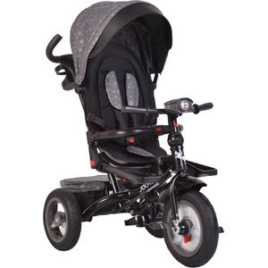 Cangaroo Jockey Trike Grey Stars Driewieler met Duwstang en Zonnekap