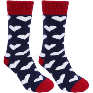 1x Lange, rode sokken met hartvormen - FEET HEATERS