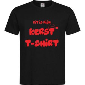 T-shirt Unisex Volwassenen Kerst Kerstmis Man Vrouw Grappig Tekst Dit is mijn kerst t-shirt Op Voorkant | korte mouw | Zwart/Rood | maat M