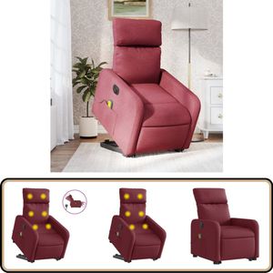 vidaXL Sta-op-massagestoel - Elektrisch - Wijnrood Elektrische Massagestoel - Sta-opstoel - Massagerugkussen - Comfortstoeltje - Fauteuil