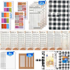 Budget Binder PU Leather Blue Checked A6 Money Organizer Saving