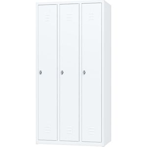 Metalen lockerkast Wit - 3 deurs 3 delig - met slot - 180x88,5x50 cm - voordeel lijn - PLP-104