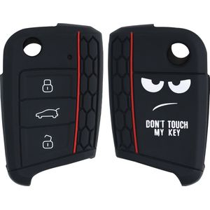 kwmobile autosleutel hoesje geschikt voor VW Golf 7 MK7 3-knops autosleutel - Autosleutel behuizing in wit / zwart - Don't Touch My Key design