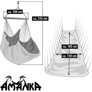 XXL 2 Persoons Hangstoel 185x130 - Zit Hangmat met Spreidstok tot 150 kg - Binnen en Buiten