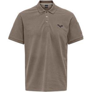 ONLY & SONS ONSDEVON REG SS JAX POLO CS Heren Poloshirt - Fossil Moonbeam Neck Tape