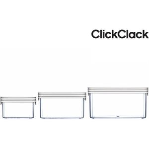 ClickClack Vershoudbox Basics Vierkant - Set van 3 Stuks - Wit