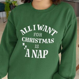 Dames Foute Kerst Trui Groen All I Want For Christmas Is A Nap XS