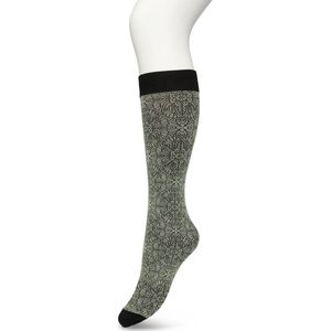 Bonnie Doon Dames Bloemen Panty Kniekousen Groen maat 36/42 - Knie Kousen 100 denier - Gebloemd - Bloemen Print - Uitstekend draagcomfort - Mandala Flower Knee High - Kniesokken - Zakt niet af - OEKO-TEX - Loden Frost - BP221805.273