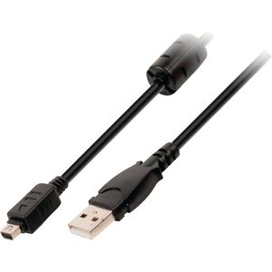 USB 2.0 Kabel USB A Male - Olympus 12-Pins Male 2.00 m Zwart