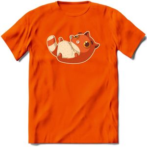 Schattige kat T-Shirt Grappig | Dieren katten Kleding Kado Heren / Dames | Animal Skateboard Cadeau shirt - Oranje - 3XL