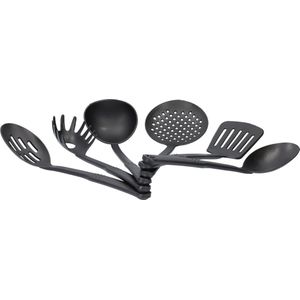 Keuken Set - 6 Stuks Keukengerei - Keuken accessoires - Keukenset - Zwart