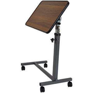 Luxe kantelbare bedtafel op wielen (verstelbaar) - Bruin - Stoeltafel Met Wielen En Met 90° Kantel Blad - Overbed Tafel Volledig Verstelbaar