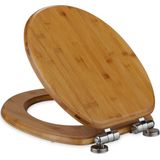 houten wc-bril - bamboe - 37,5 x 43,5 cm - met softclose - met quick release - ovaal - natuur